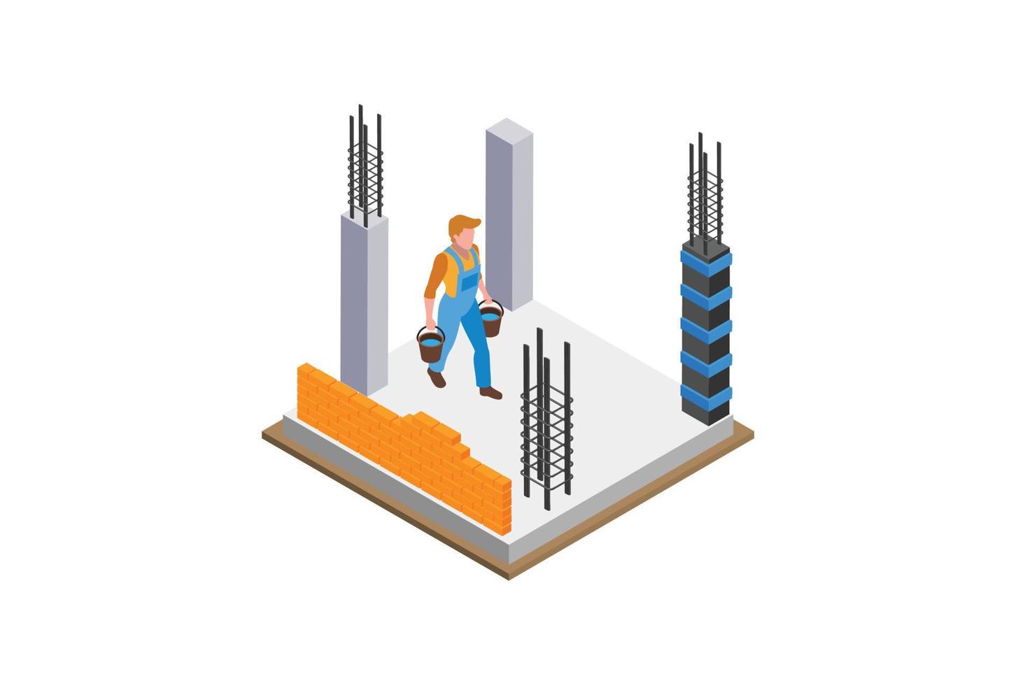 isometric-house-construction-site-house-builder-working-on-new-cement-or-concrete-foundation-of-the-buildings-with-wooden-form-work-suitable-for-diagrams-infographics-and-graphic-asset-vector